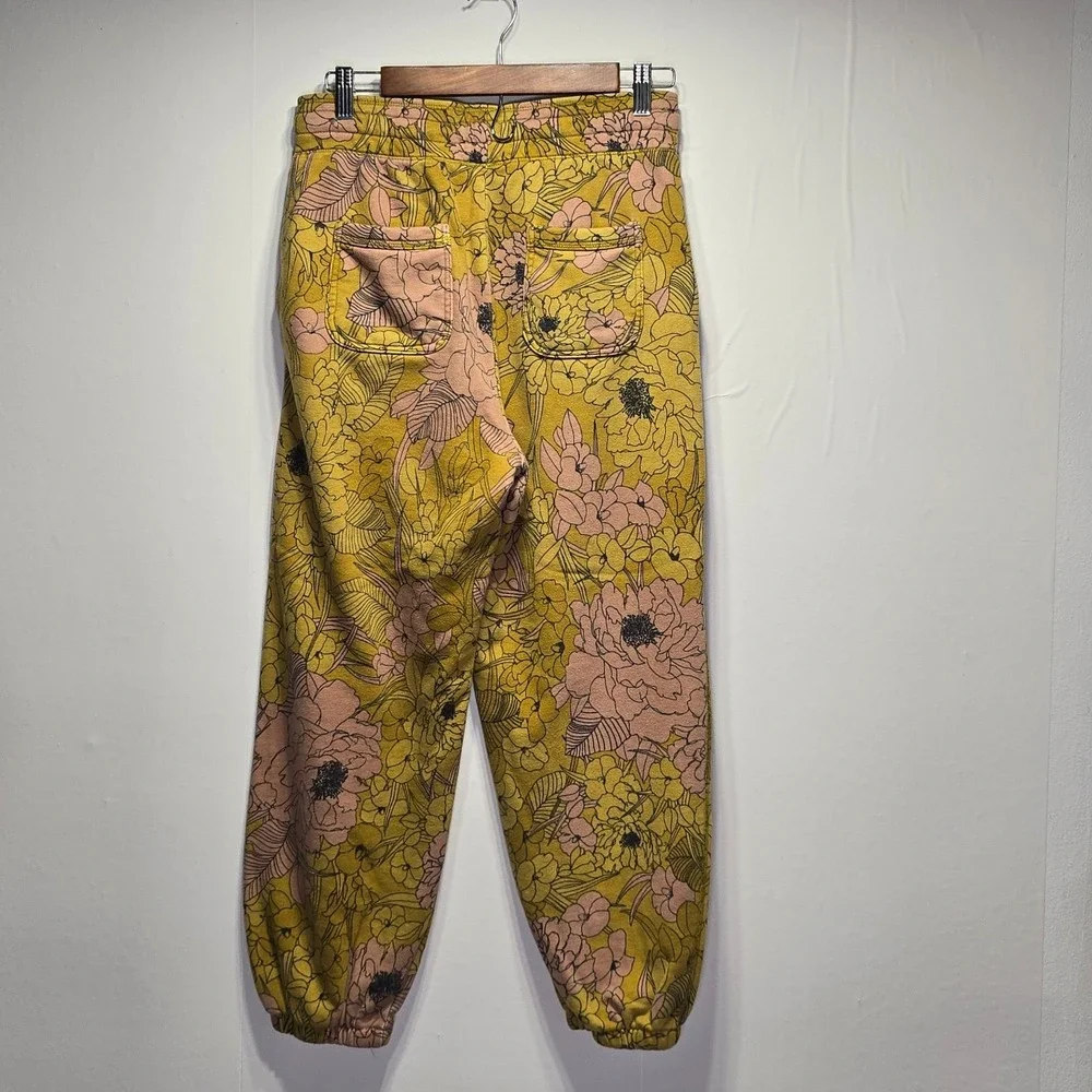 Anthropologie Women's Camilla Knit Joggers Hug Print Yellow Floral SP Boho - Picture 6 of 13
